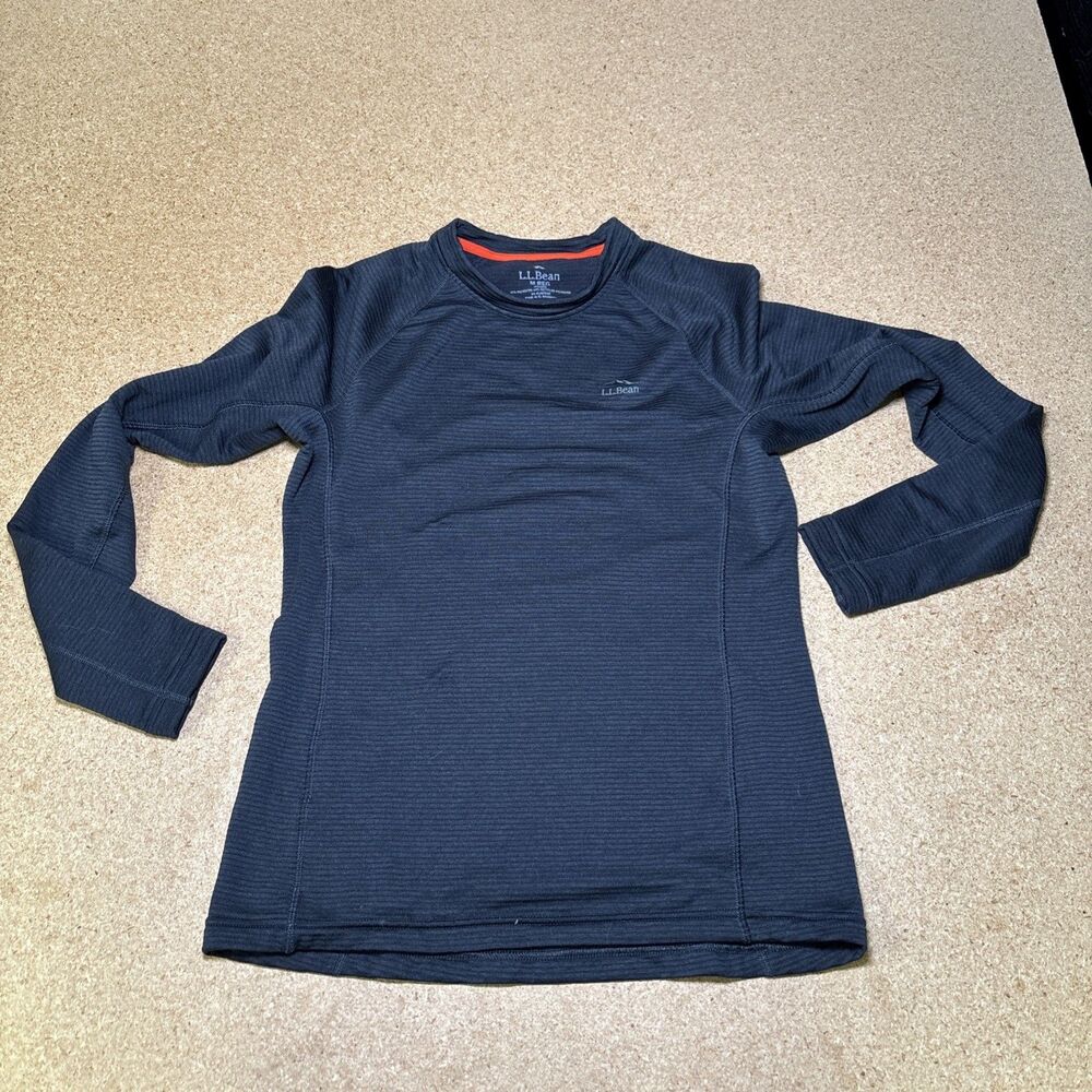 LL Bean Midweight Base Layer Crew Top Women’s Medium Gray H1